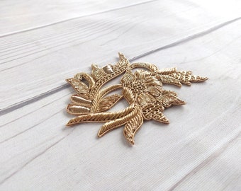 Plant Motif, Golden Motifs, Handmade, Sew on Applique, Diy, Craft