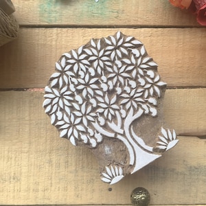 printing blocks, handmade wooden stamp, tree of life motif, fabric stencil, scrap booking, decorative, diy craft, ceramic - 1 pc - blk147