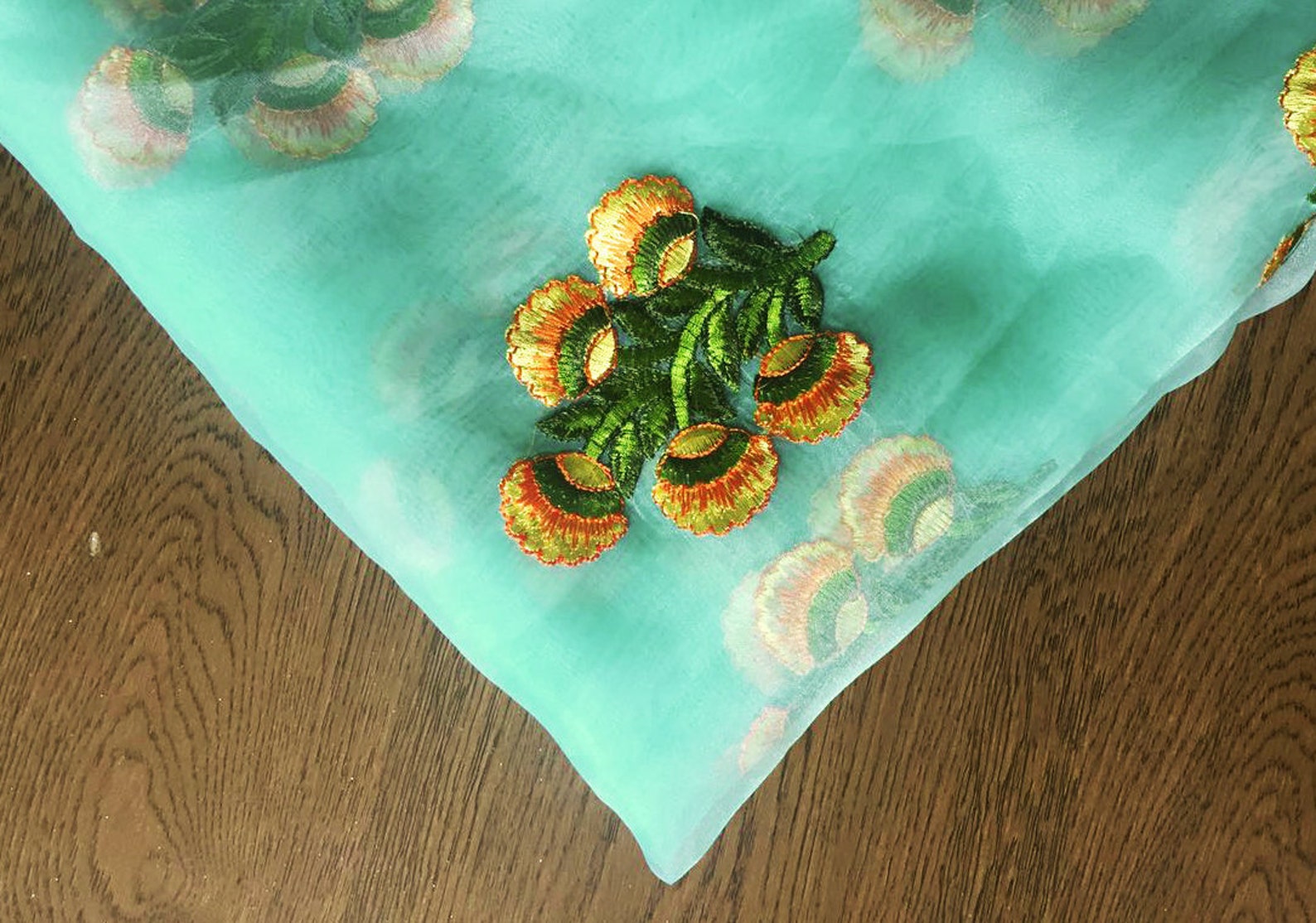 Floral Embroidery Fabric Embroidered Organza Fabric Indian Etsy
