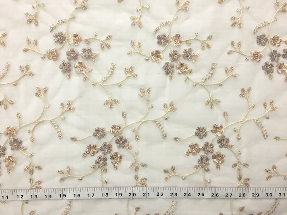 Off White Embroidered Fabric, Indian Embroidery, off White Net, Sequin Floral Embroidery, Dress Material - HALF YARD - Emb209 - Etsy Off White Embroidered Fabric, Indian Embroidery, off White Net, Sequin Floral Embroidery, Dress Material - HALF YARD - Emb209 - Etsy