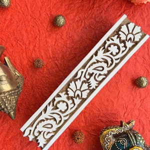paisley border, handmade stamp, indian motif, textile printing, fabric stencil, scrap booking, metal block, party favor - 1 pc - blk226 image 1