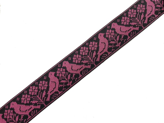 Indische Sari-Borte, Jaquard-Borte, Boho-Vogel-Band, rosa gewebte