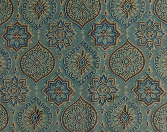 Indian block print, cotton by the yard, Jaipur cotton, dull blue cotton fabric, floral pattern, hand printed, craft, diy - 1 yard - ctjp382