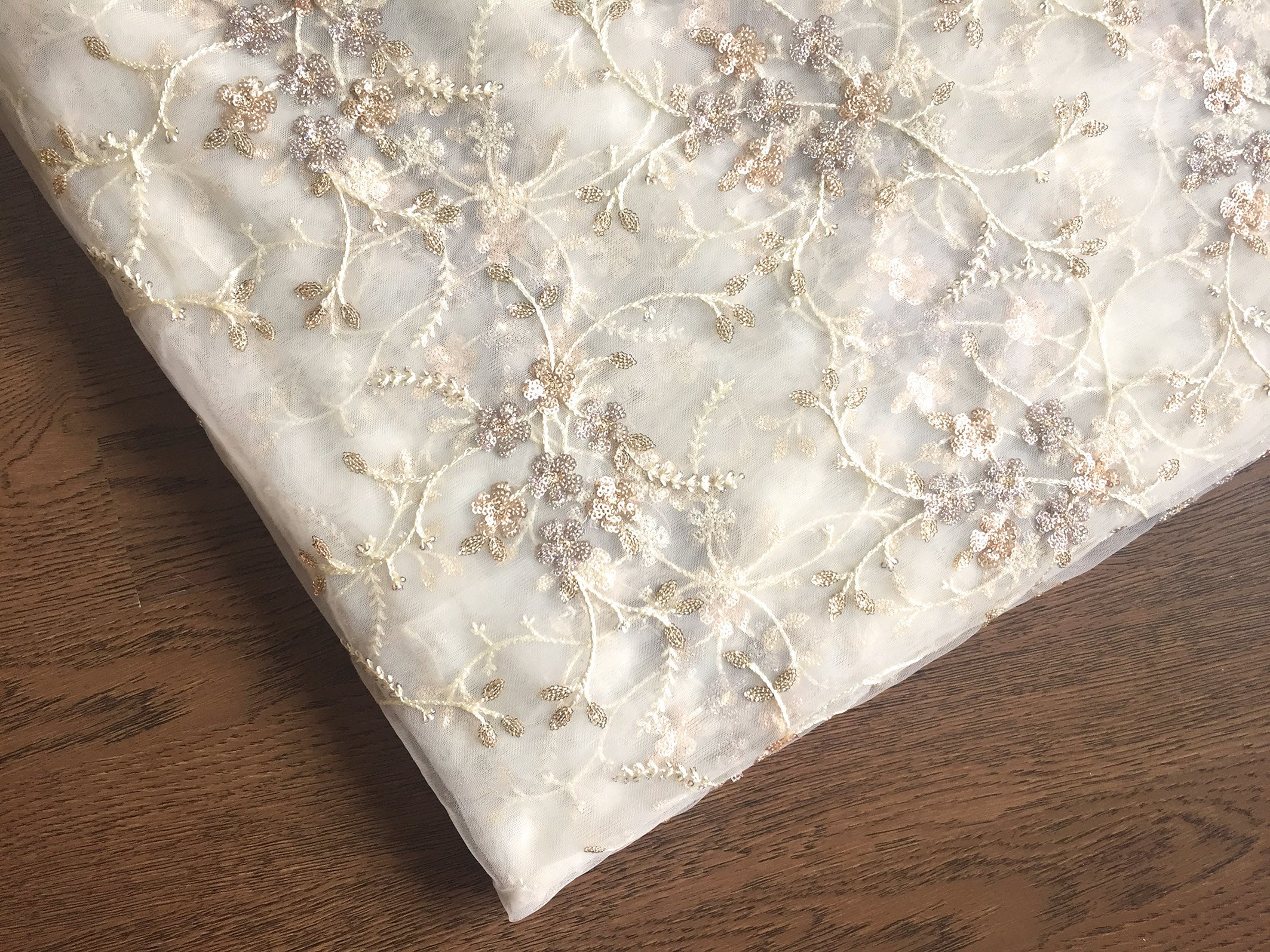 Off White Embroidered Fabric, Indian Embroidery, off White Net, Sequin  Floral Embroidery, Dress Material - HALF YARD - Emb209 - Etsy