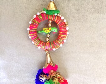 kutch latkan, boho purse charm, india swag, hippie hanging, bohemian tassels, keychain swag, multicolour, fashion tassels - 1 piece - chr053