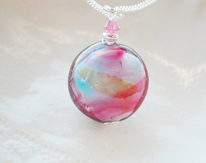 Murano Glass Pink /& Blue Necklace