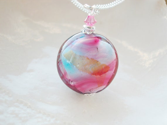 Murano Glass Pink /& Blue Necklace