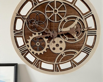 Rustic Gear Wall Clock: Steampunk Industrial Home Decor