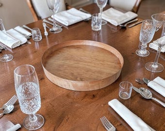 24" Cherry Lazy Susan – Handmade Hardwood Dining Table Centerpiece – Raised Rim Turntable