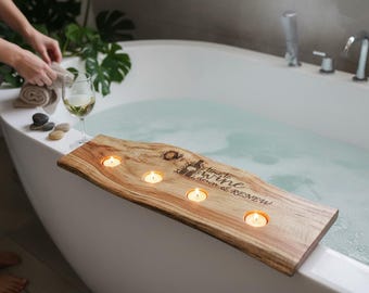 Handcrafted Live Edge Wood Tea Light Holder – Utah Mountain Log Centerpiece – Rustic Bath Decor