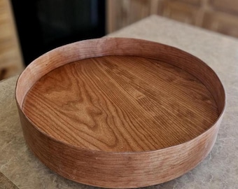 14 Inch Cherry Wood Lazy Susan | Kitchen Organizer Turntable Tray