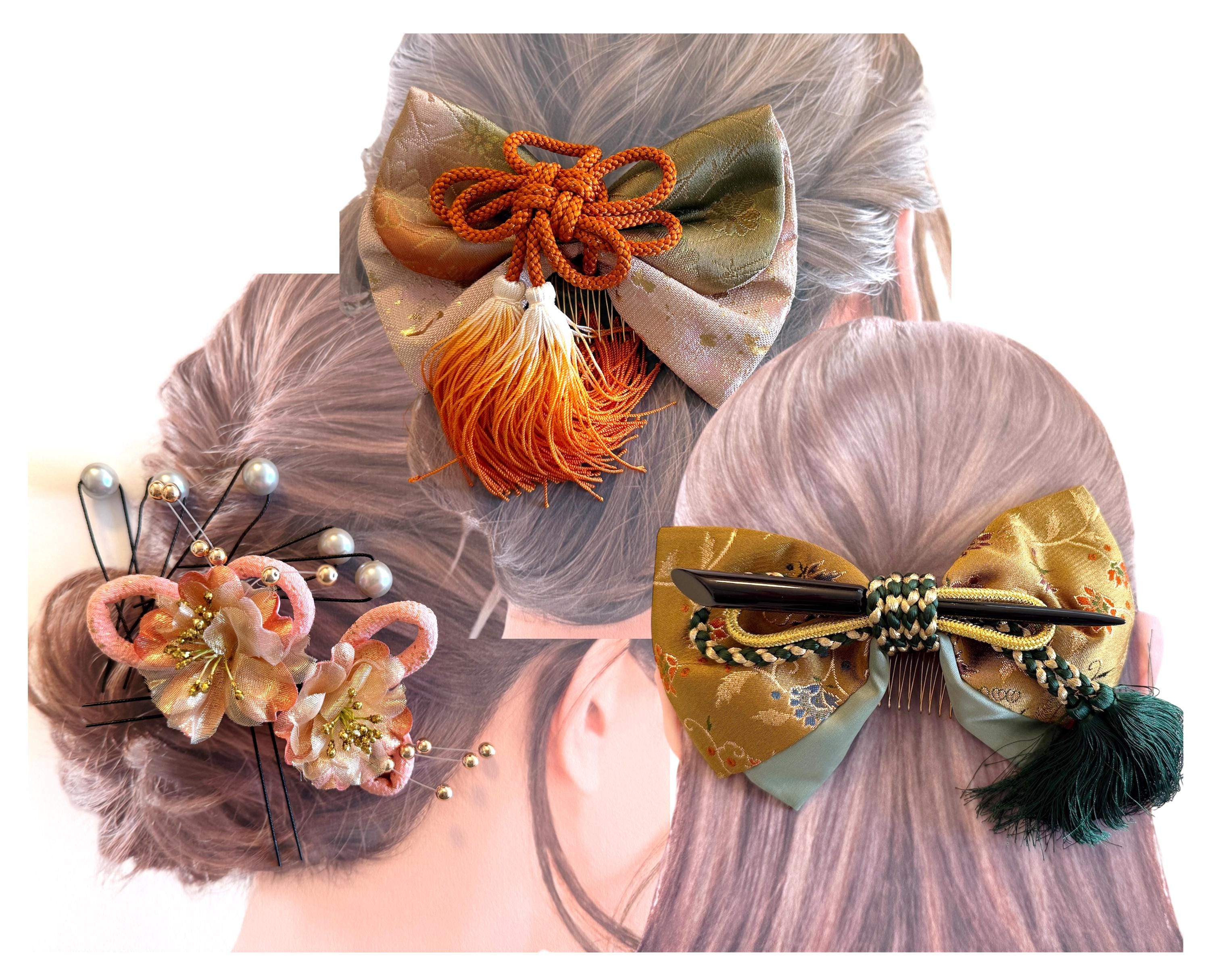 Traditional Japanese hair accessories, Japanese-design hair ornaments, unused vintage hair combs, hairpins, kimono hair accessories, hair ornaments for…