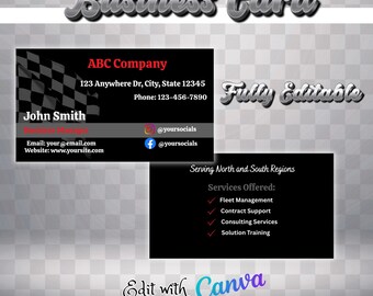 Modern Black Business Card Template | Editable Canva Design
