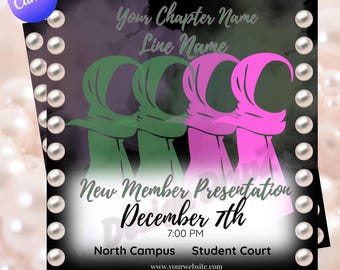 Sorority Probate Flyer Vorlage | Pink & Grünes Studenten Event (Canva)