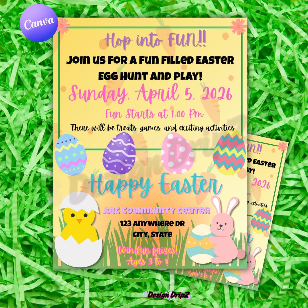Easter Egg Hunt Flyer Template | Spring Festival Invitation (digital ...