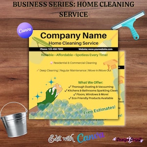 Reinigungsservice Flyer Vorlage | Canva Bearbeitbare Maid Service Anzeige | Haushalt Marketing | Gebäudereinigung Geschäft Promo
