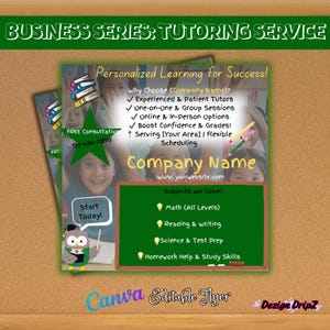Tutoring Service Flyer Template | Editable Canva Tutor Marketing Flyer | Printable Tutor Ad | Math, Reading, Online Tutoring Template