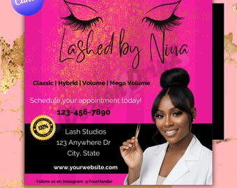 Editable Lash Tech Flyer Template | Lash Extensions| Canva Beauty Salon Promo (Digital)