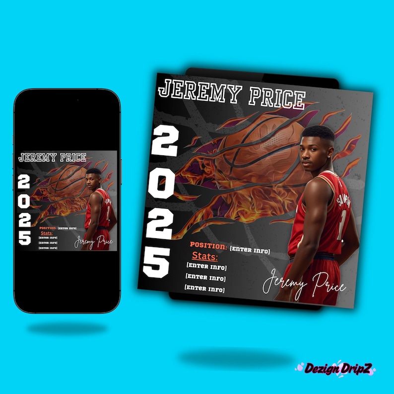 Basketball Player Profile Template: Editable Canva Athlete Bio (instant ...