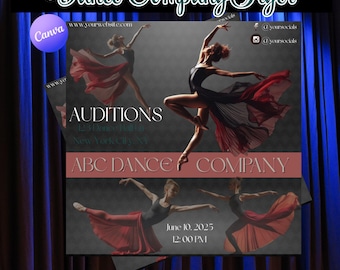 Bearbeitbare Dance Company Flyer Vorlage: Canva Dance Studio Promotion (Instant Download, 1080x1080 px)