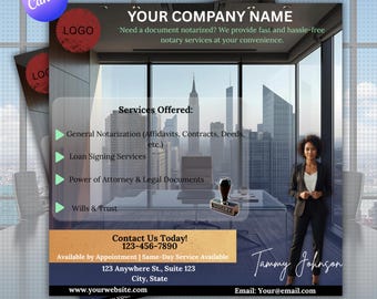 Notary Services Flyer Template: Editable Canva Design (Instant Download)