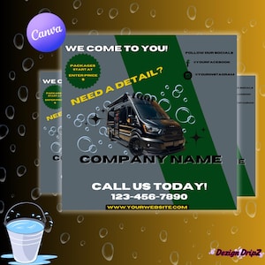Auto Detaillierung Flyer Vorlage | Mobile Auto Detail Service Anzeige | Bearbeitbarer Canva Marketing Flyer | Car Wash Business Promotion zum Ausdrucken
