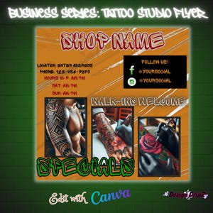 Tattoo Artist Flyer Template | Editable Tattoo Studio Promo | Tattoo Appointment Marketing | Instant Download | Tattoo Shop Flyer