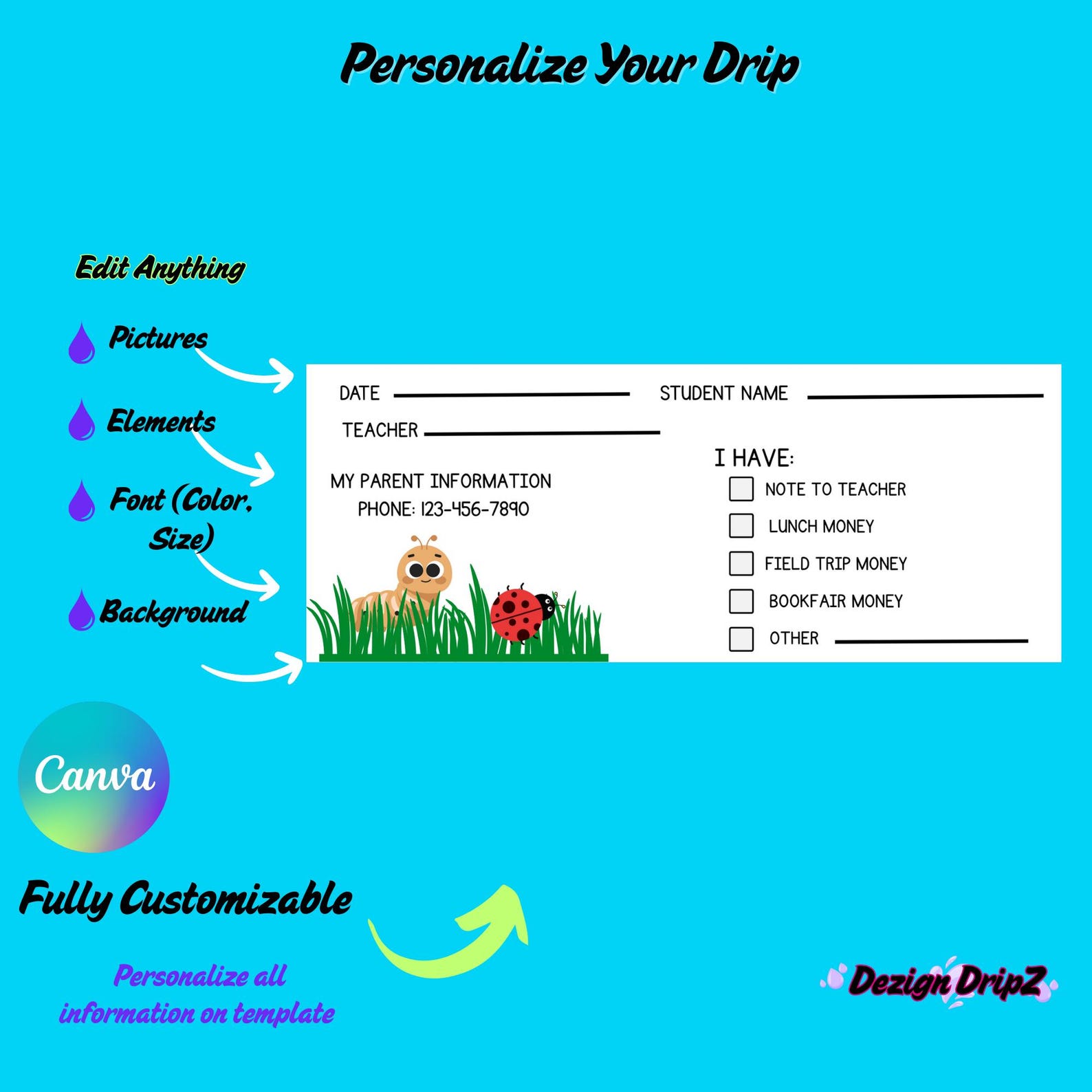 Editable Teacher Envelopes: Classroom Notes & Money (canva Template ...