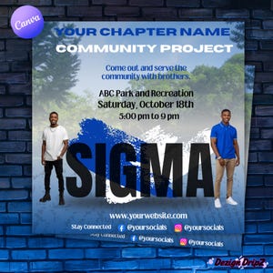 Phi Beta Sigma Event Flyer Template: Blue & White Design (Digital Download)