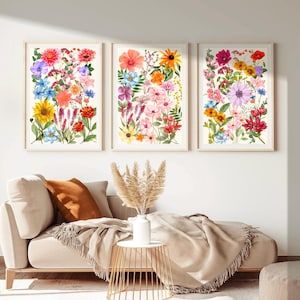 Watercolor Wildflower Print Set: Boho Botanical Wall Art (Digital Download)