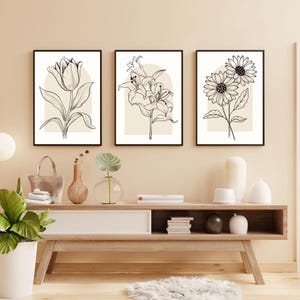 Watercolor Botanical Prints Set: Boho Floral Wall Art (Digital Download