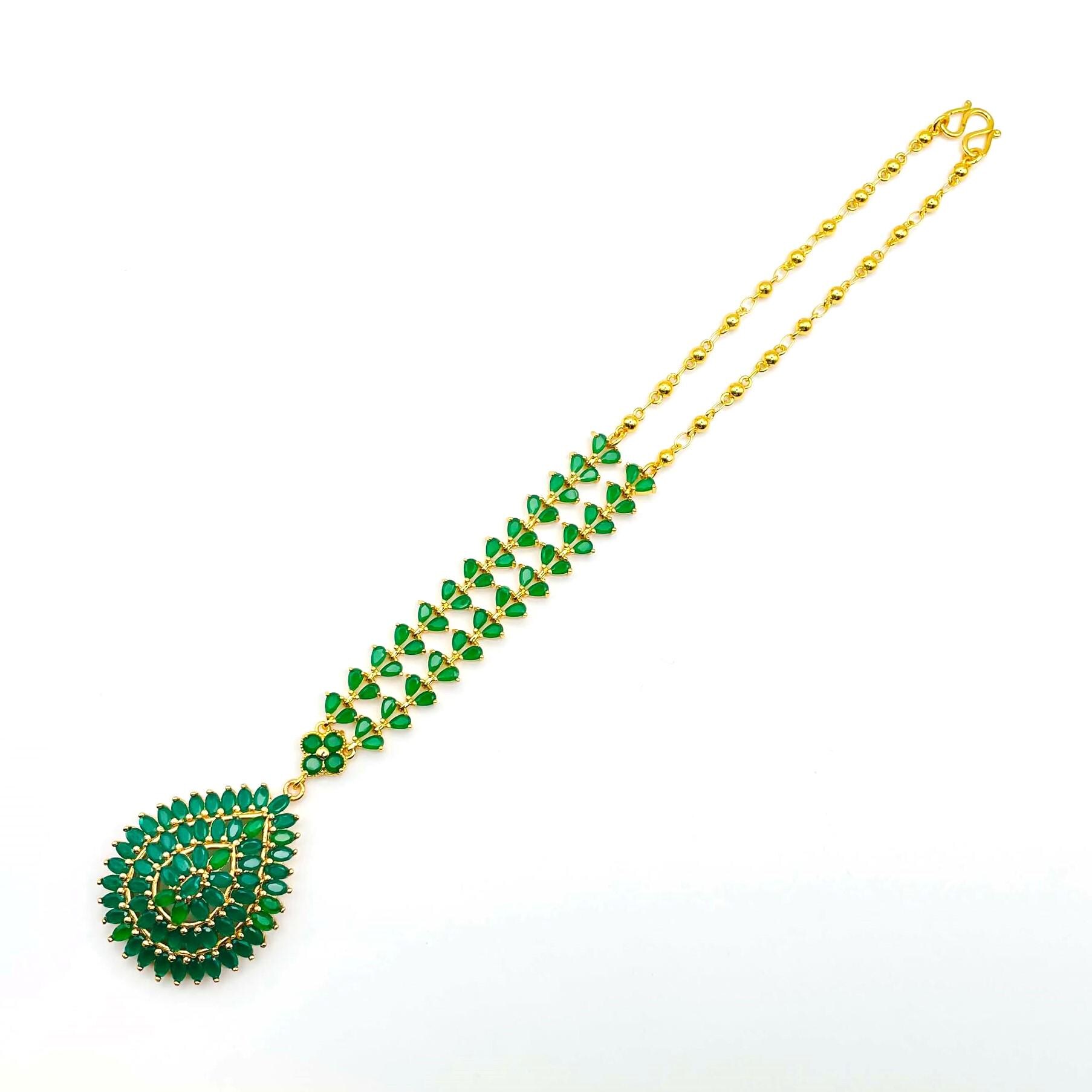 Collana Donna Con Ciondolo A Goccia Placcato Oro 18K E Pietra Verde – Regalo UK
