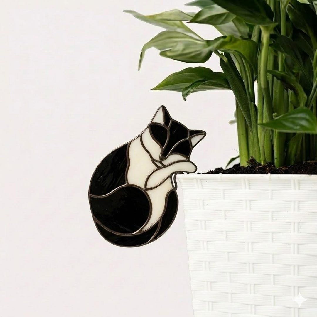Stained Glass Cat Suncatcher Window Hanging, Pet Lover Gift, Handmade ...