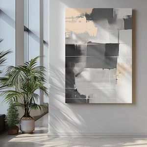 Kunst Abstrakte Digitaler Download Drucke Moderne Schwarz, Weiß & Beige Wand Kunst Minimalist Pinselstrich Malerei Sofort Download