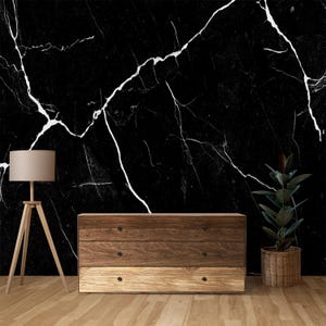Black Marble Wallpaper, Veins Marble Peel and Stick Wall Mural, Self Adhesive Removable Wallpaper