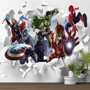 Avengers 3D Wall Mural: Peel & Stick Superhero Kids Room Decor