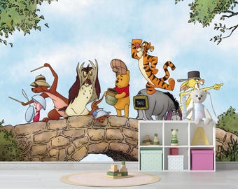 Papel pintado de Winnie the Pooh, decoración infantil, autoadhesivo - No tejido