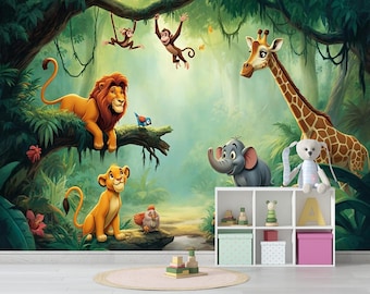 Jungle dierenbehang Lion King kinderkamerbehang Peel Stick