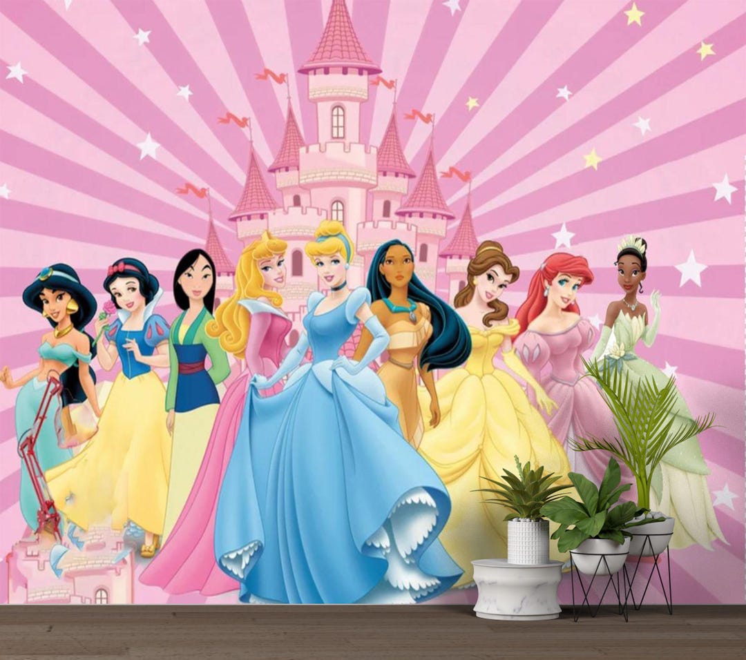 Princess Mural Wallpaper: Girls Room Non-woven Princesses Wall Decor - Etsy