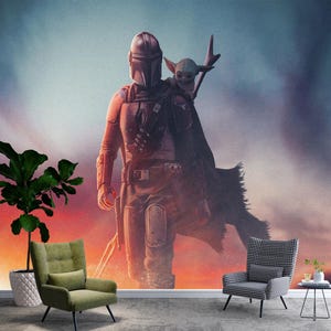 Star Wars, la décoration murale Mandalorian | Science-fiction | Papier peint autocollant | Papier peint auto-adhésif non tissé