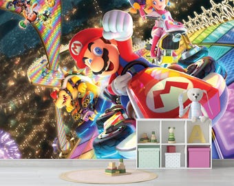 Süper Mario Colorful Wallpaper Design Pell And Stick Non-Woven