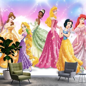 ディズニープリンセス壁画、子供部屋の壁飾り、プリンセスガールズルーム ペルアンドスティック不織布 画像 4