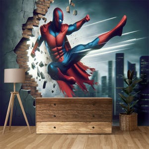 Superhero Wallpaper, Spiderman Wallpaper, SelfAdhesive, Peel and Stick, Non-Woven