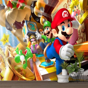 Super Mario-behang, kinderwanddecoratie, Super Mario-muurontwerp, zelfklevend, peel-and-stick, vlies