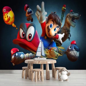 Mario Games Behang Peel-and-Stick-behang Slaapkamer Woondecoratie Peel-and-Stick verwijderbaar behang