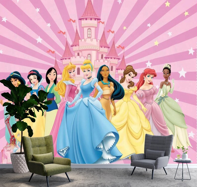 Princess Mural Wallpaper: Girls Room Non-woven Princesses Wall Decor - Etsy