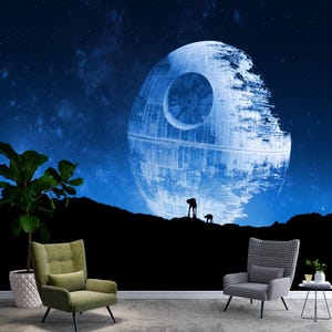 Papier peint Star Wars, papier peint Étoile de la mort, décoration murale Star Wars pour chambre d&#39;enfant, auto-adhésif, non tissé