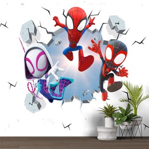 Superhero Wallpaper Spiderman Wallpaper Spiderman Kids Peel and Stick Wallpaper Kids Room Mural