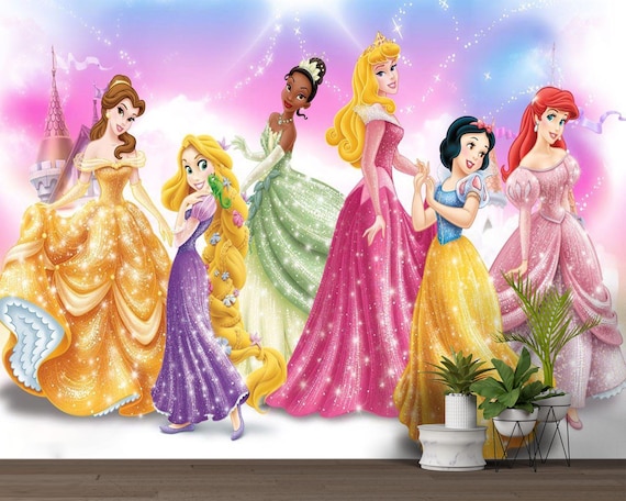 Disney Princess Wall Mural,Kids Room Wall Decor,Princess Girls Room Pell And Stick Non-Woven