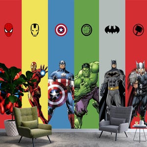 Super Hero Wallpaper Avengers Heroes Wallpaper Peel and Stick Nonwoven